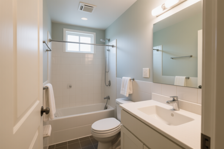 How to design the bathroom to appear less crowded?